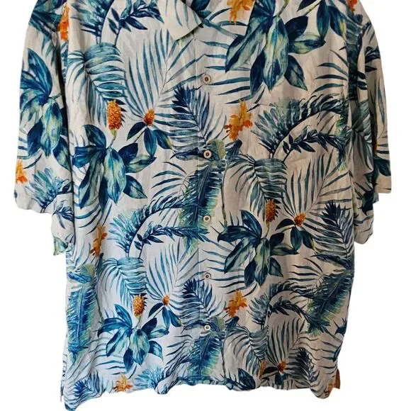 Tommy Bahama Mens 100% Silk 3XL Plus Tropical Print Hawaiian Shirt Orange Palm - Picture 4 of 11